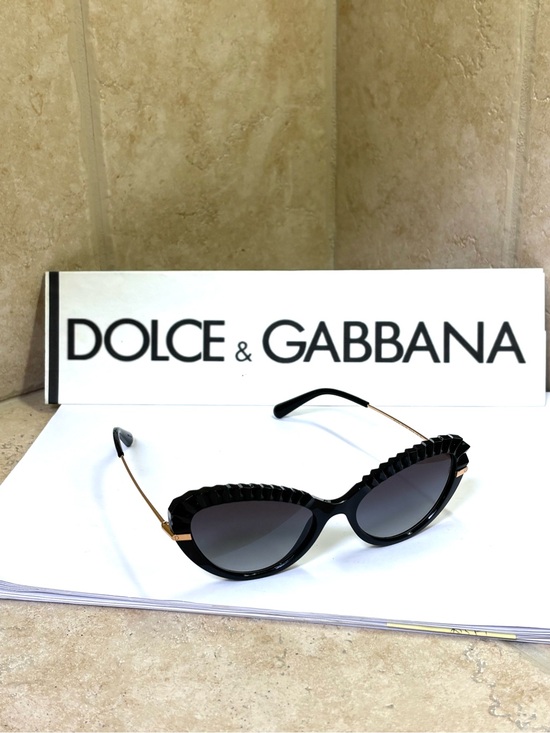 Dolce & Gabbana Accessories - New Dolce & Gabbana DG6136 501/8G Black Cat-Eye Sunglasses with Gold Temples